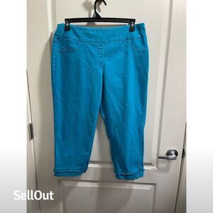 Ruby Rd. Women's Size 14 Blue Pull-On Cropped Pants Casual